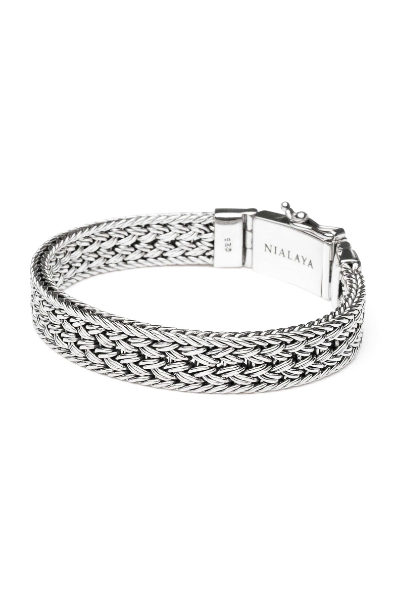 Nialaya Braided Chain Bracelet, Main, color, Silver