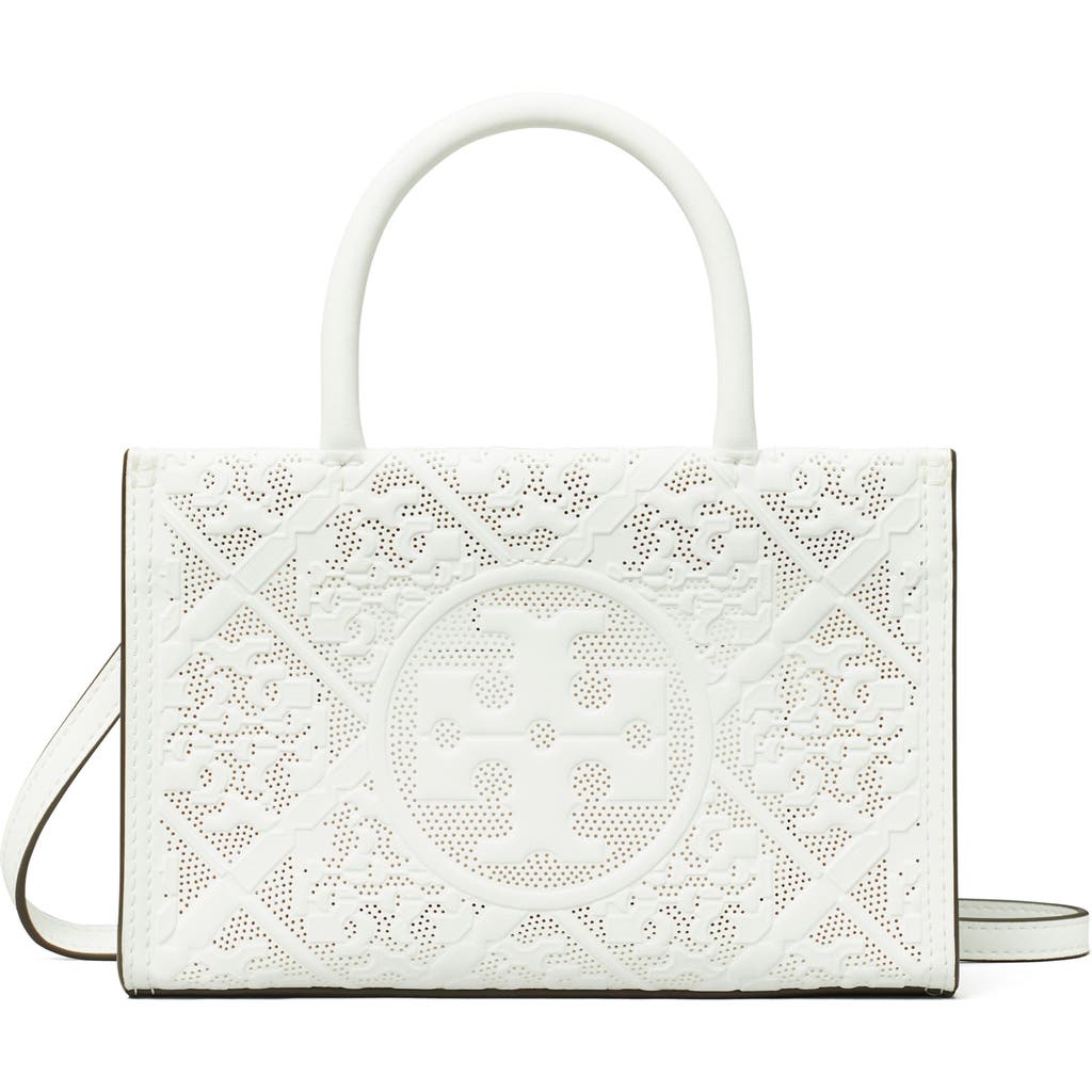 Tory Burch Mini Ella Peforated Bio Tote In Blanc