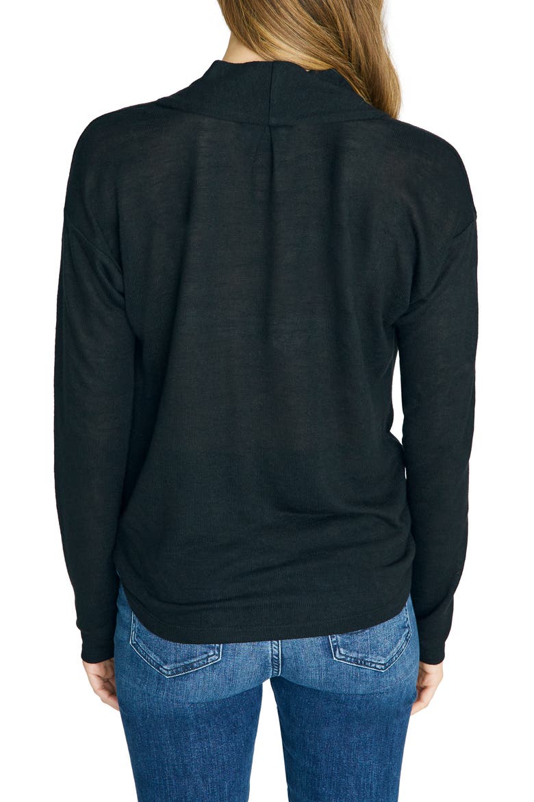 Knot Interested Plunge Neck Top, Alternate, color, BLACK