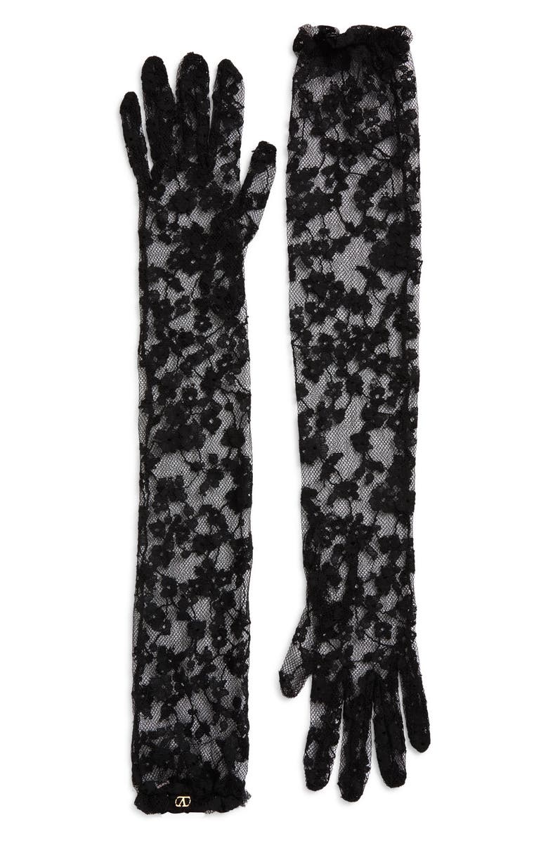 Valentino Garavani VLOGO Sheer Floral Lace Gloves, Main, color,
