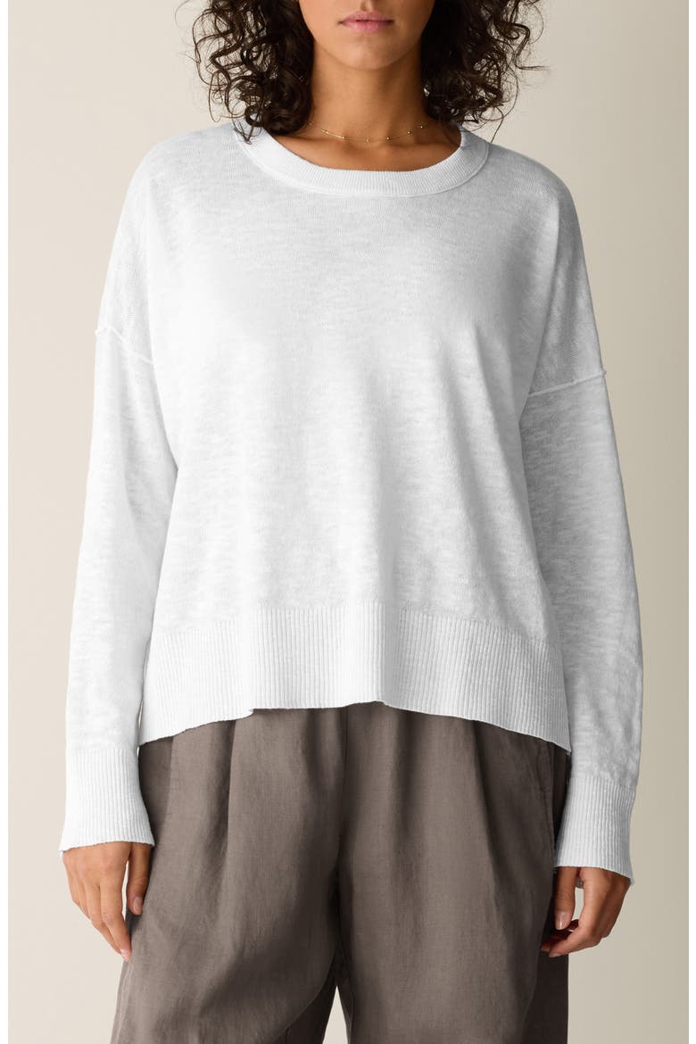 Organic Linen & Organic Cotton Crewneck Sweater, Main, color, WHITE