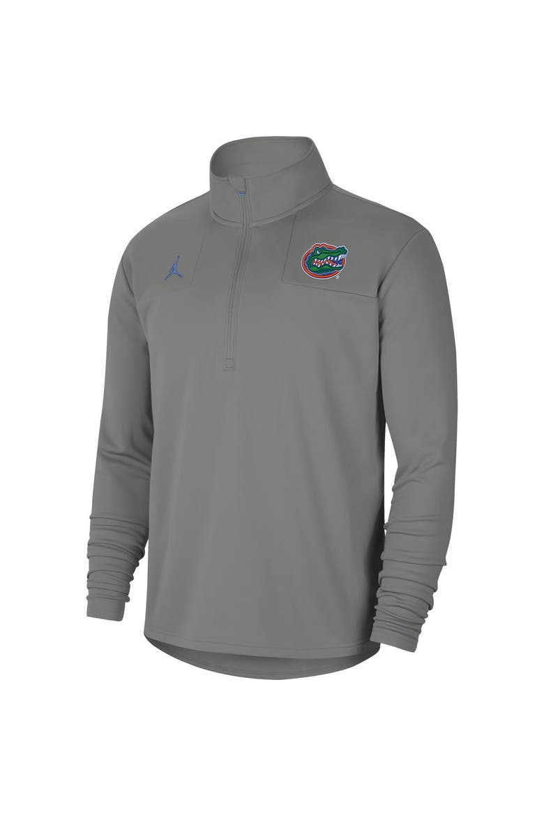 Men's Jordan Brand Gray Florida Gators 2021 Coaches Top Performance Half-Zip Jacket, Alternate, color, Gray