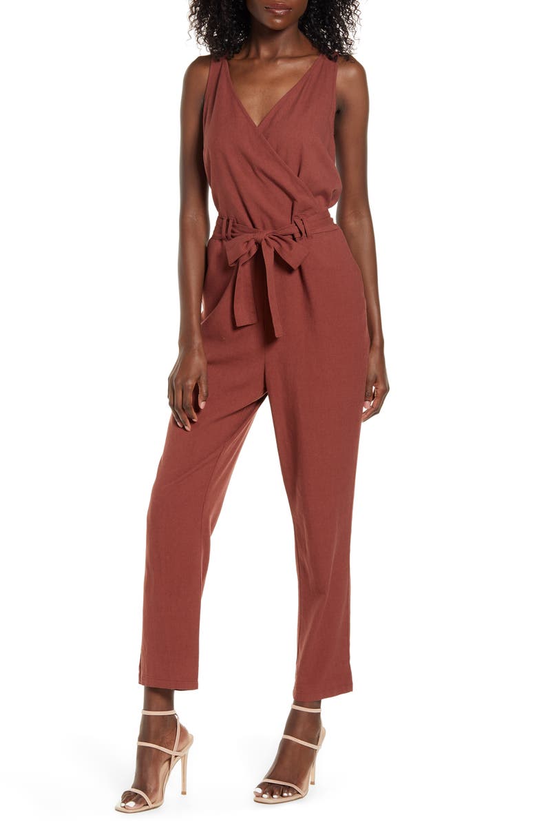 VERO MODA Helen Milo Sleeveless Tie Waist Jumpsuit, Main, color,
