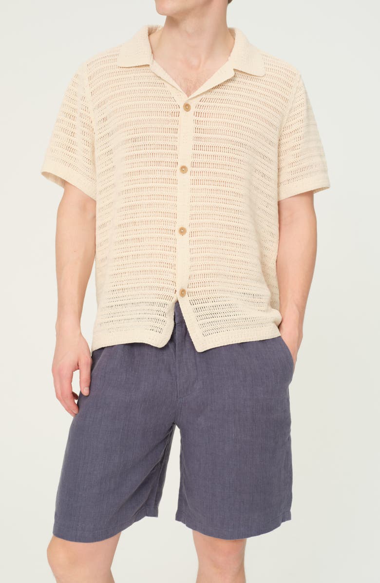 DL1961 Hugh Open Knit Linen Camp Shirt, Alternate, color, 