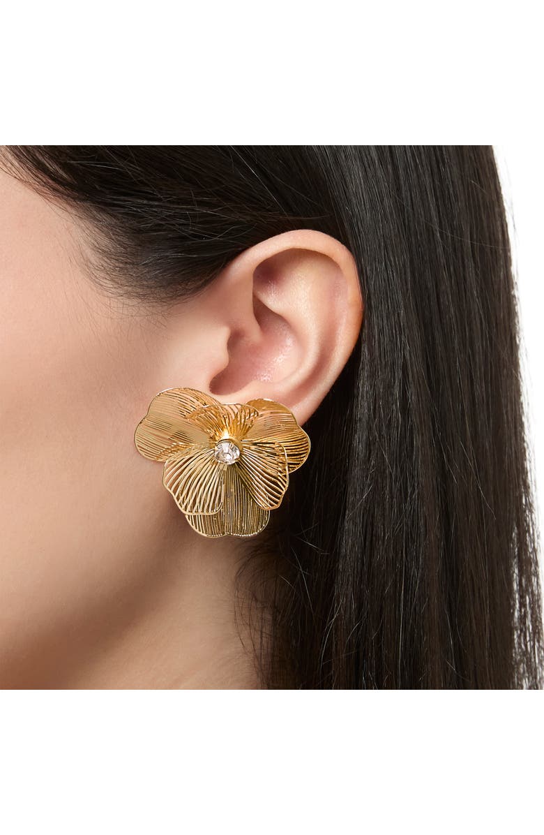 Jessica Simpson Textured Gold-Tone Petal Flower Stud Earrings, Alternate, color, Gold