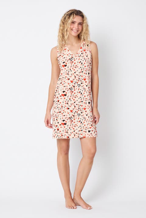 Printed Pima Knit Sleeveless Nightgown