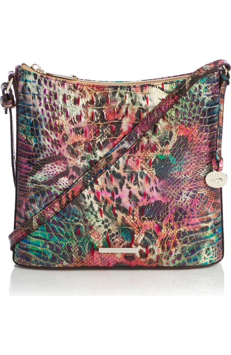 Brahmin Katie Animal Print Croc Embossed Leather Crossbody Bag, Main, color,