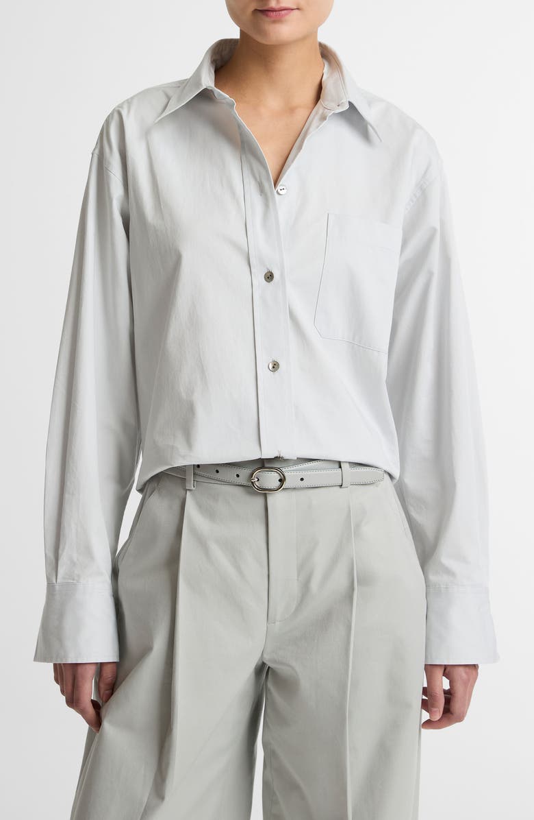 Vince Crop Cotton Shirt, Main, color, Light Grey