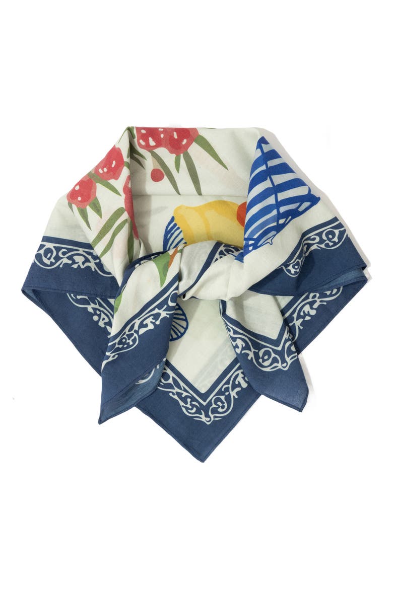 Cotton & Rayon Oversized Bandana, Alternate, color, IVORY MULTI