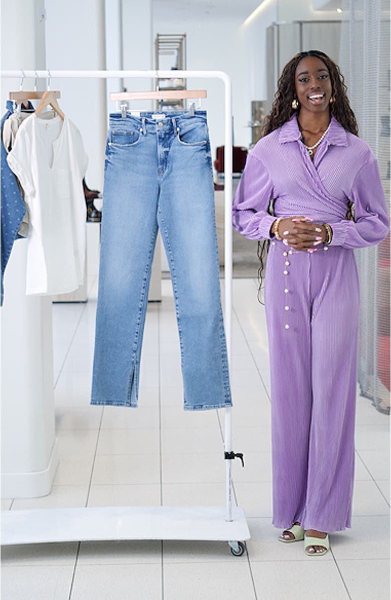 Good Boy Split Hem High Waist Straight Leg Jeans, sales video thumbnail