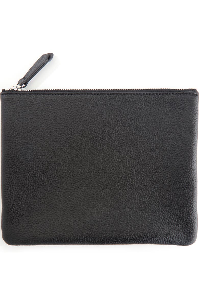 ROYCE New York Personalized Leather Travel Pouch, Main, color, Black- Deboss