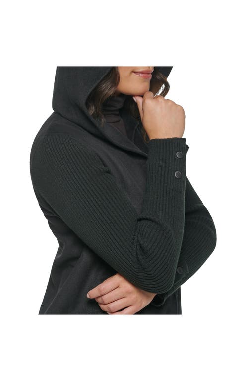 Kenneth Cole New York Double Face Wool Blend Hooded Coat In Black