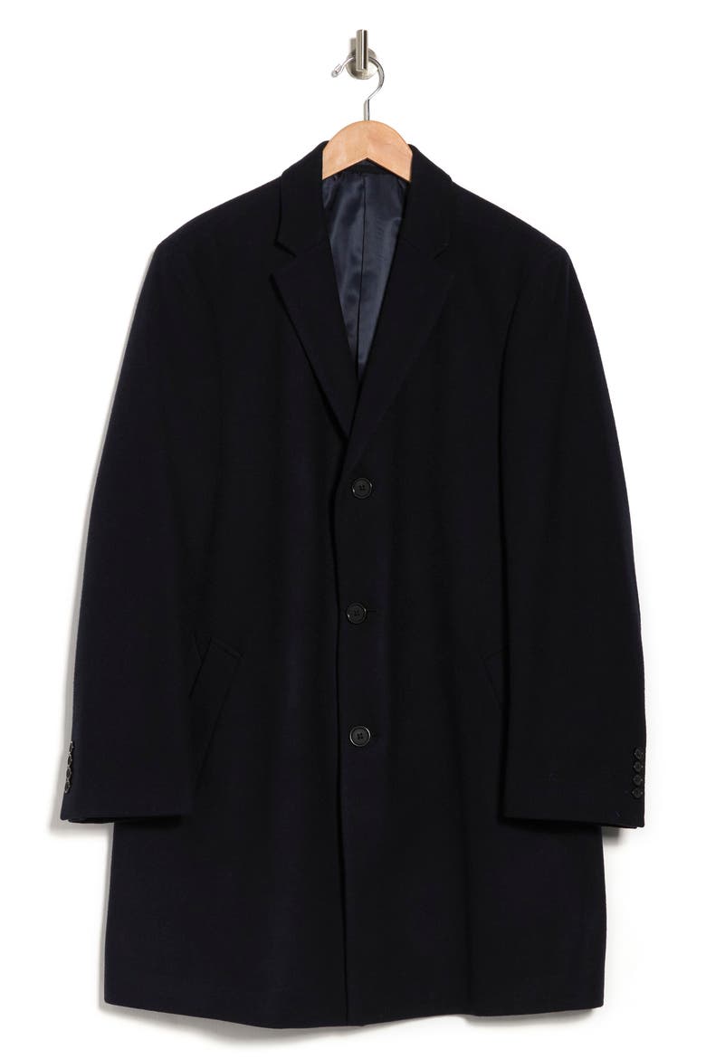 Hanover Wool Blend Topcoat, Alternate, color, NAVY