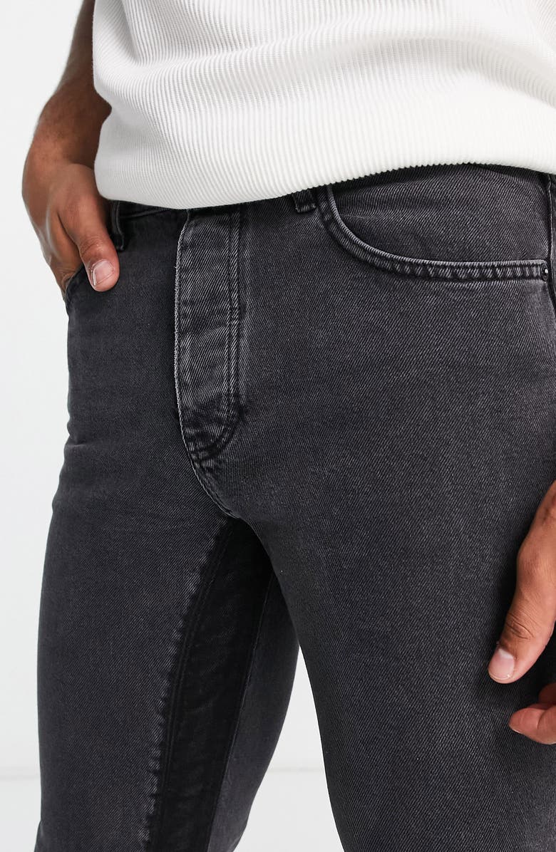 Topman Paneled Flared Leg Jeans, Alternate, color, 