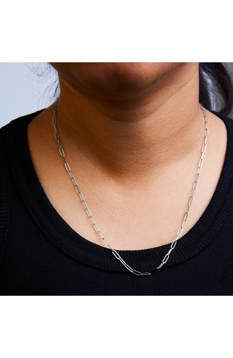 Haus of Brilliance Unisex Solid 14K Gold 2.5mm Paperclip Chain Necklace, Alternate, color, White