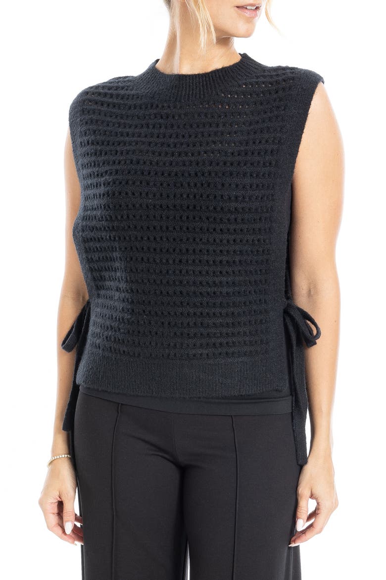Mock Neck Sweater Vest, Alternate, color, BLACK