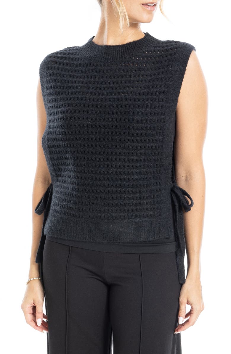 MAX STUDIO Mock Neck Sweater Vest, Alternate, color, Black