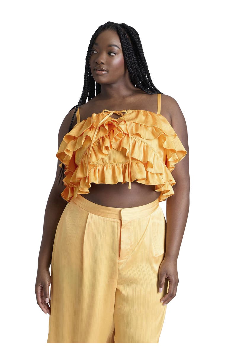 ELOQUII Ruffle Layered Top, Main, color, Dried Apricot