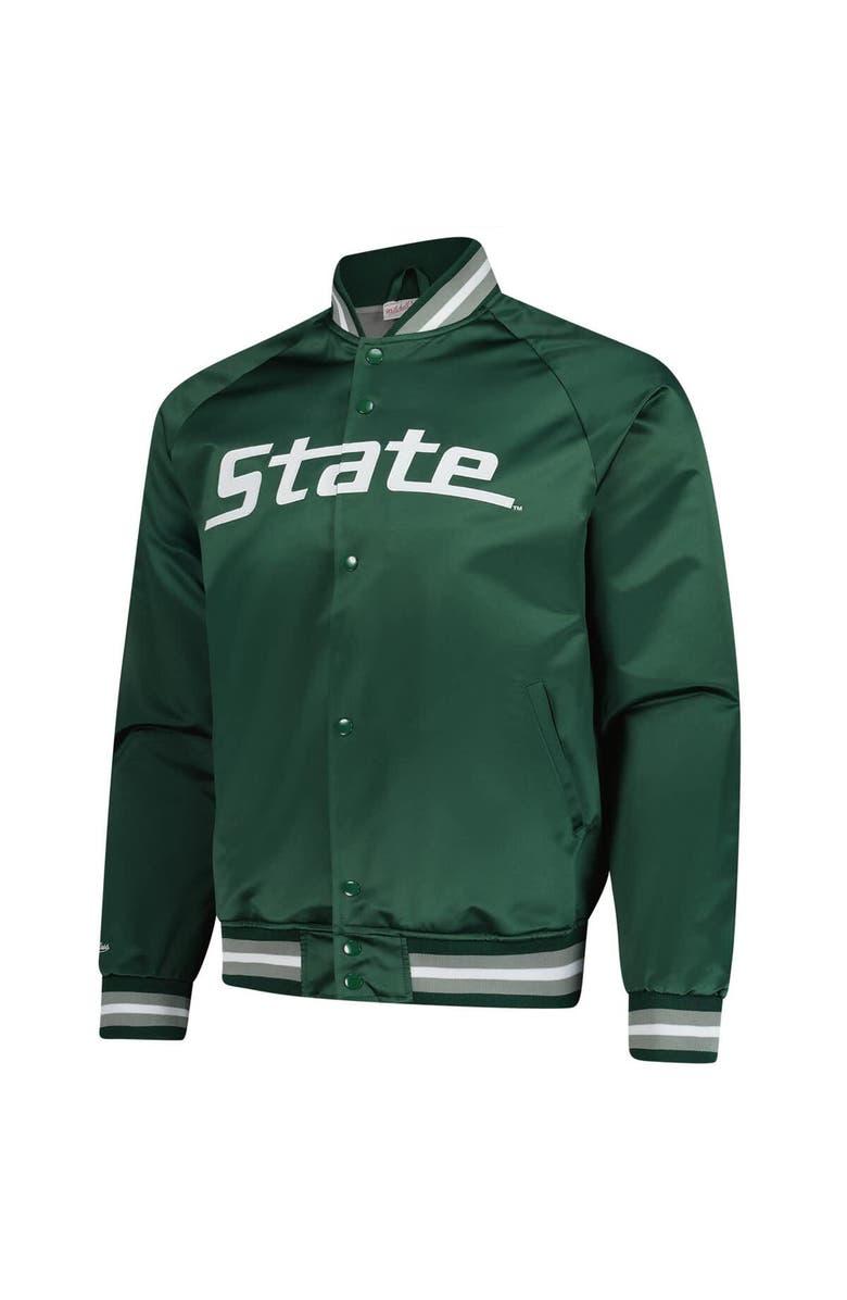 Mitchell & Ness Men's Mitchell & Ness Green Michigan State Spartans Lightweight Current Logo Satin Full-Snap Jacket, Alternate, color, Green