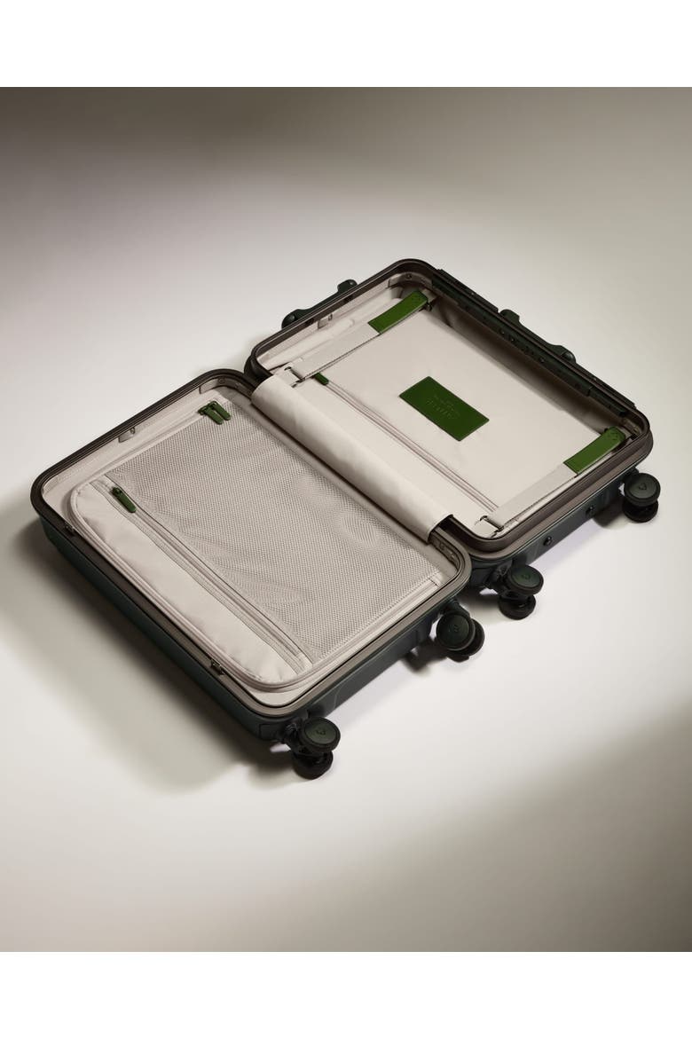 Heritage Stripe Cabin Suitcase, Alternate, color, Dark Forest Green