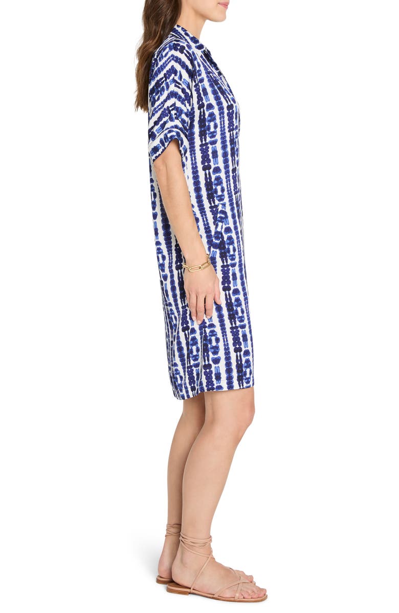 NIC+ZOE Devon Shibori Stripe Short Sleeve Shirtdress, Alternate, color, Indigo Multi