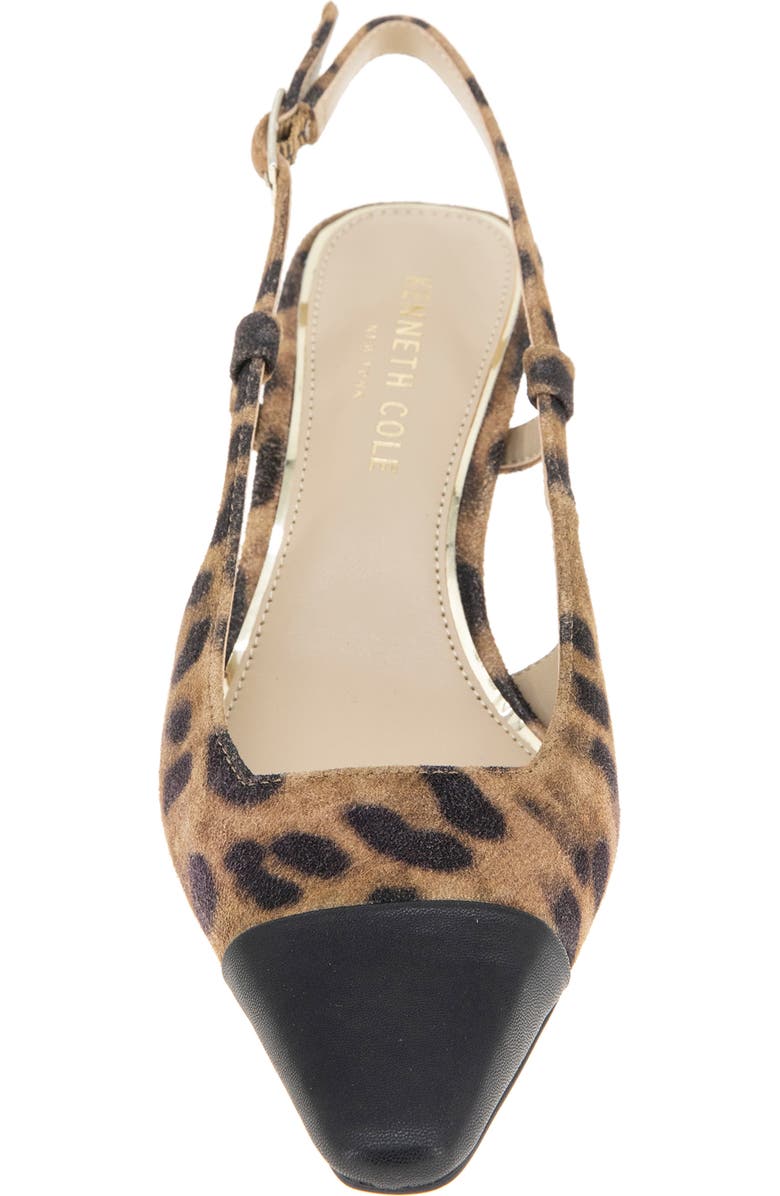 Kenneth Cole Martha Slingback Cap Toe Kitten Heel Pump, Alternate, color, Leopard Suede