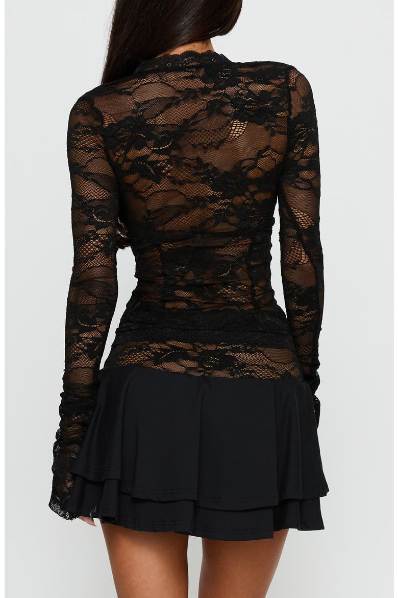 Kecia Lace Long Sleeve Top, Alternate, color, BLACK