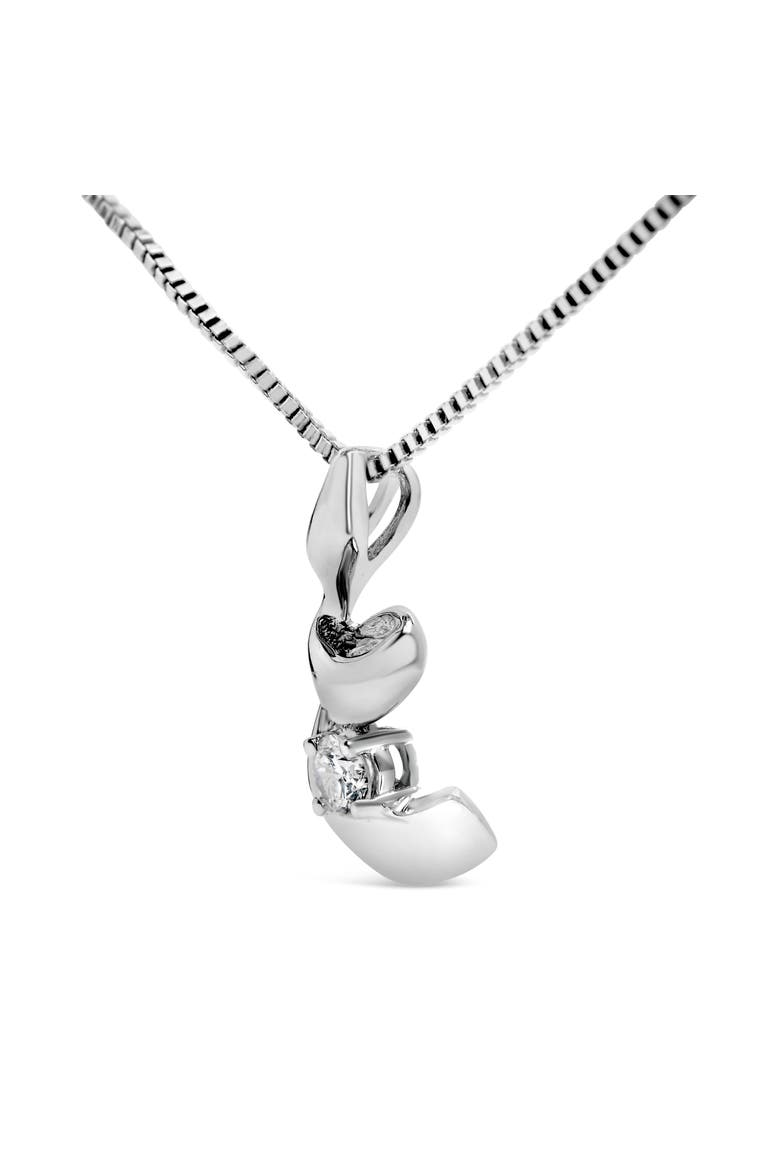 10K White Gold 1/10 Cttw Diamond Solitaire Spiral 18" Pendant Necklace, Alternate, color, White