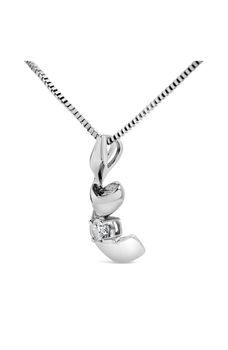 Haus of Brilliance 10K White Gold 1/10 Cttw Diamond Solitaire Spiral 18" Pendant Necklace, Alternate, color, White