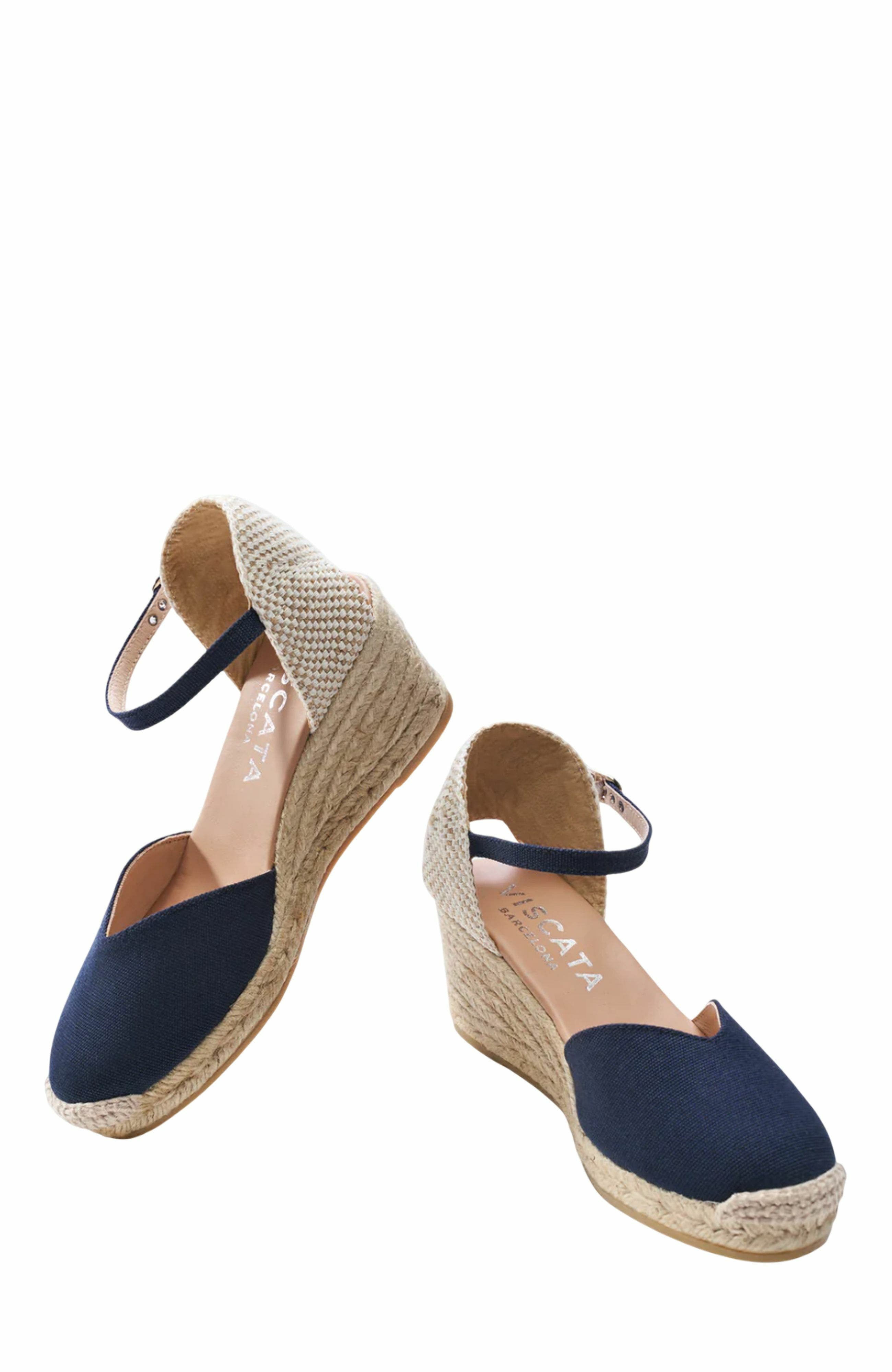 Reus Canvas Espadrille Wedges, Alternate, color, Navy Blue