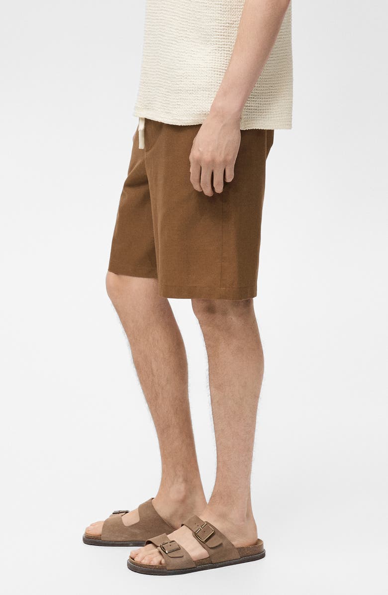 MANGO Cotton & Linen Bermuda Shorts, Alternate, color, Tobacco Brown