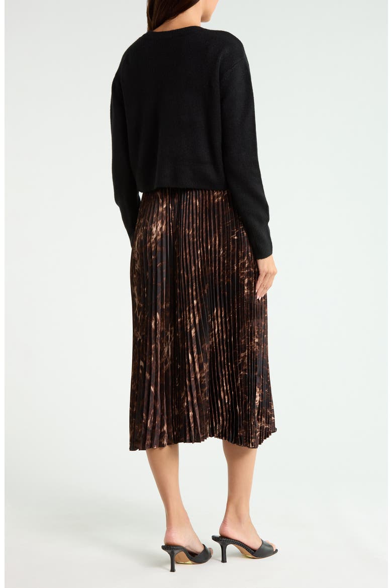 Pleated Slipdress with Sweater, Alternate, color, RICH BLACK