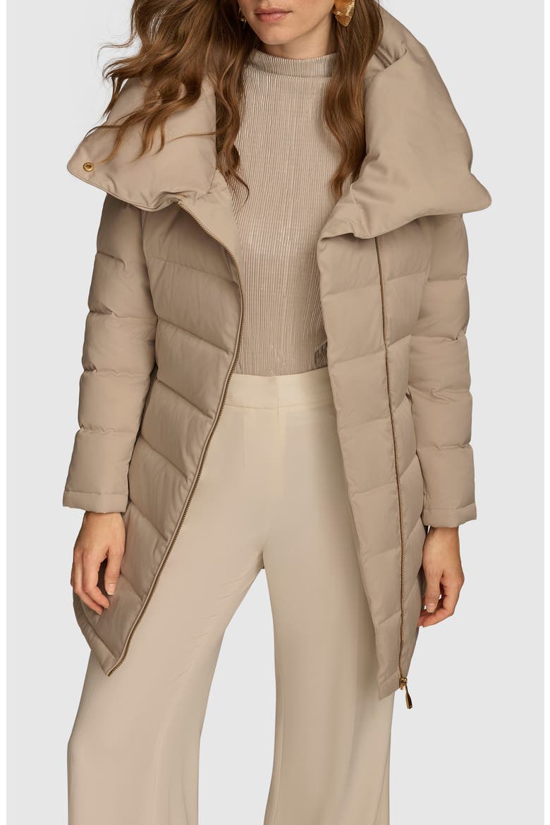 Water Resistant Belted Puffer Coat, Alternate, color, DARK TAUPE