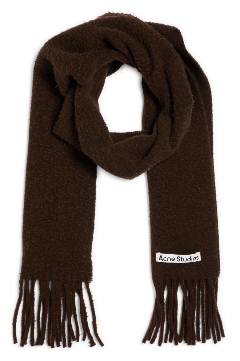Fringe Wool Scarf, Main, color, CHOCOLATE BROWN