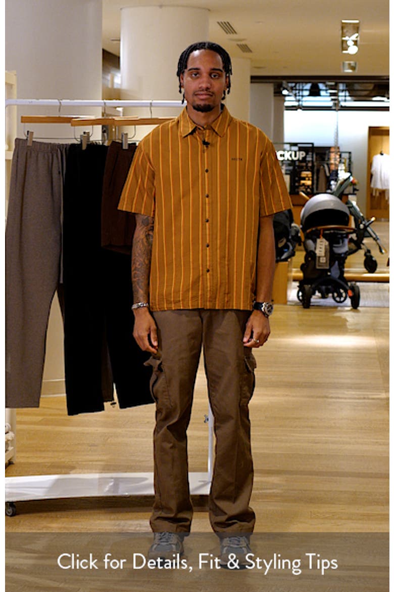 Cru Oxford Stripe Short Sleeve Cotton Blend Button-Up Shirt video