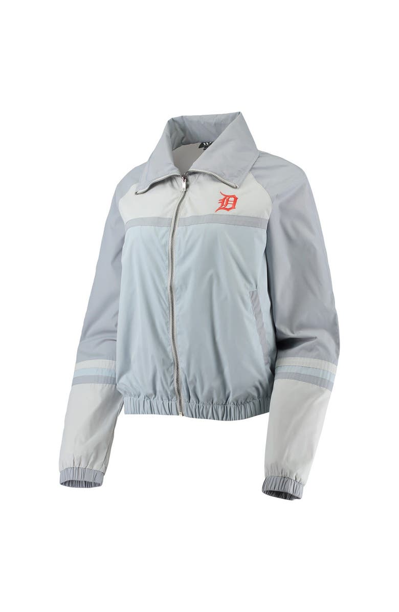 THE WILD COLLECTIVE Women's The Wild Collective Navy Detroit Tigers Colorblock Track Raglan Full-Zip Jacket, Alternate, color, Light Blue