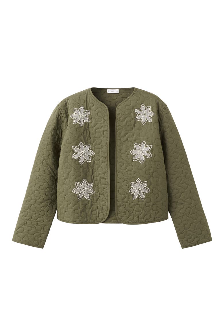 Embroidered Quilted Jacket, Alternate, color, KHAKI GREEN