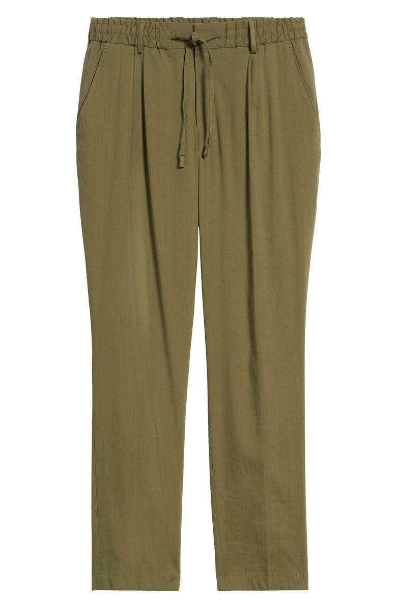 BOSS Perin Linen Blend Drawstring Pants, Alternate, color, Dark Green