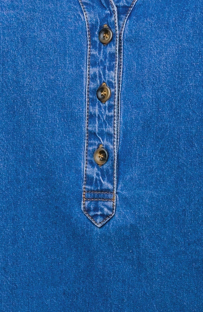 FLYING TOMATO Puff Sleeve Denim Top, Alternate, color, Medium Indigo