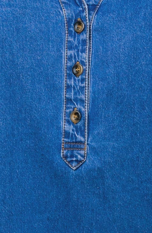 Flying Tomato Puff Sleeve Denim Top In Blue