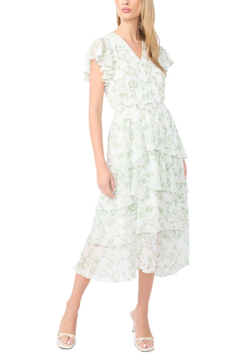 Print Ruffle Maxi Dress, Main, color, ASPEN GREEN