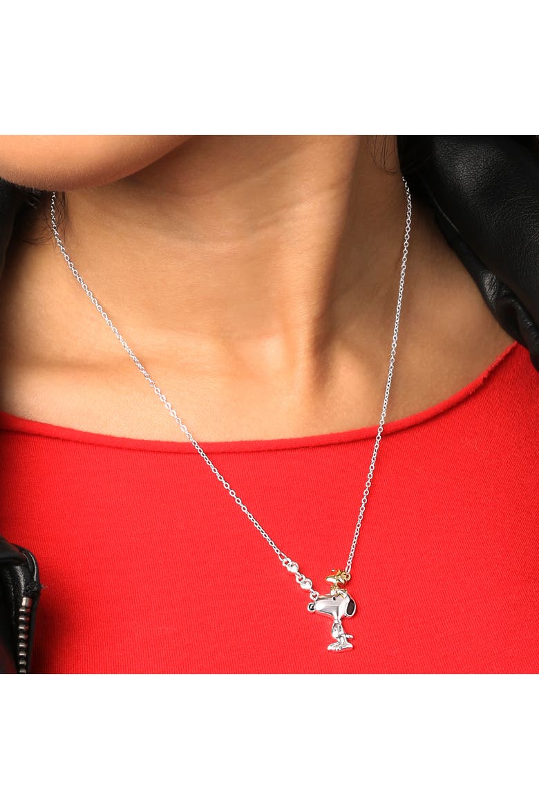 Woodstock and Snoopy Necklace Official License, Two-Tone, 18", Alternate, color, Silver