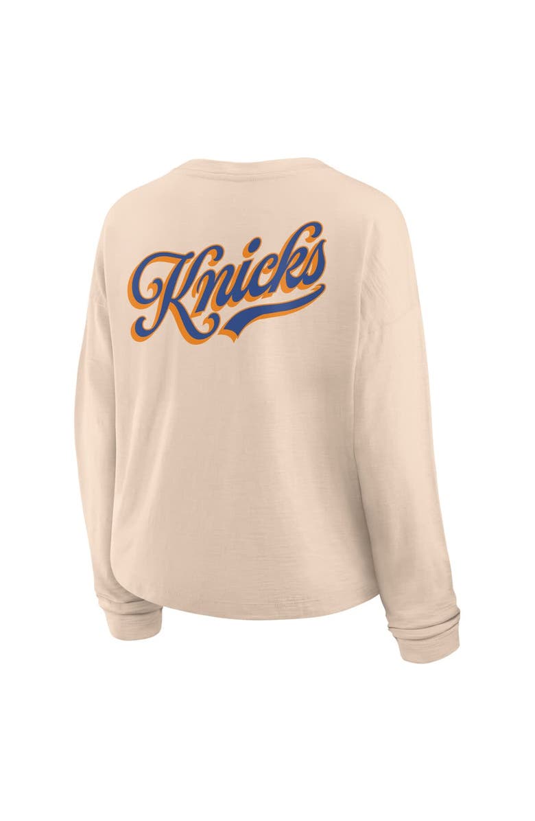 FANATICS Women's Fanatics Natural New York Knicks Boxed Out Drop Fashion Long Sleeve T-Shirt, Alternate, color, 