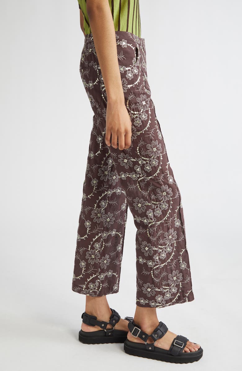 Siedrés Cera Floral Sequin Straight Leg Pants, Alternate, color, Brown