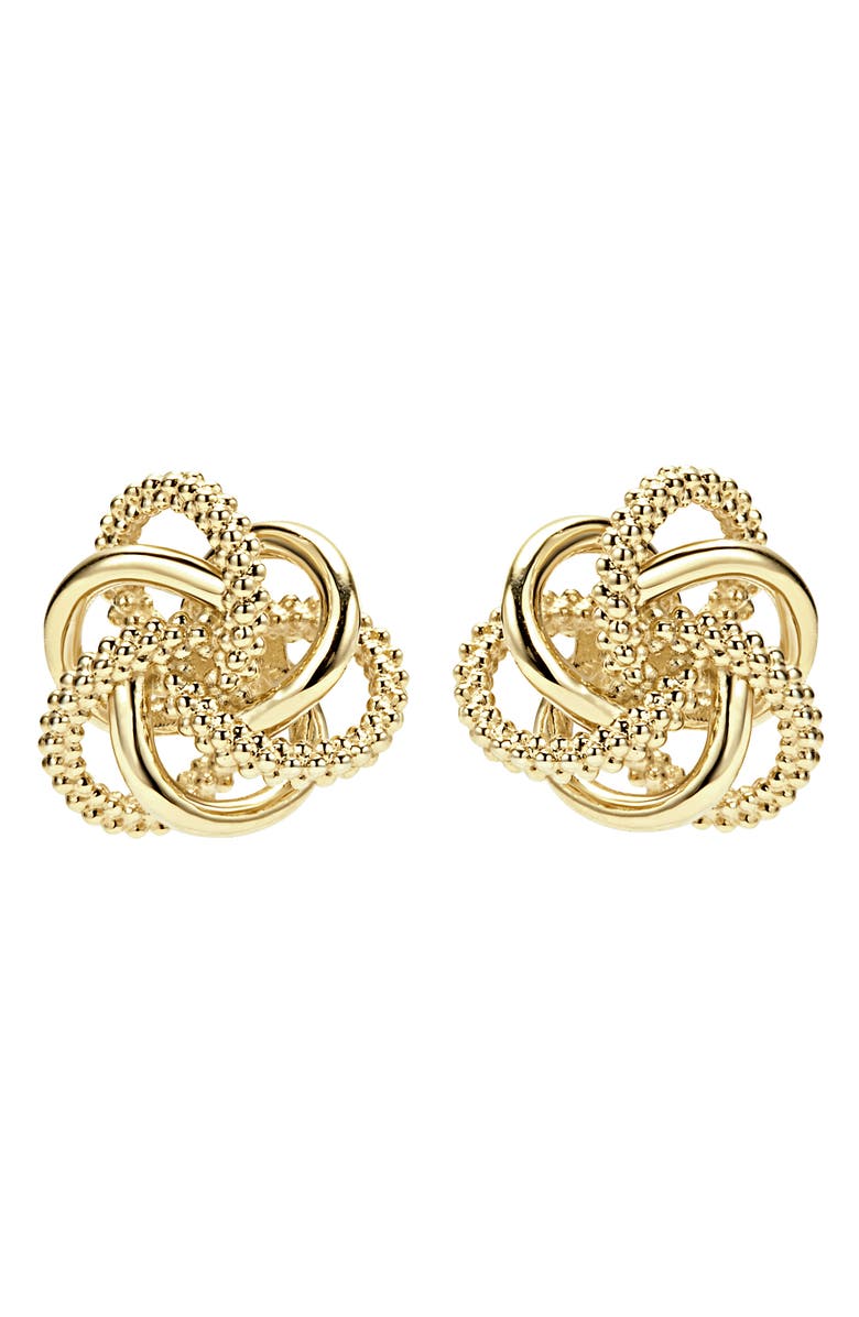 LAGOS Love Knot 18k Gold Stud Earrings, Main, color, Gold