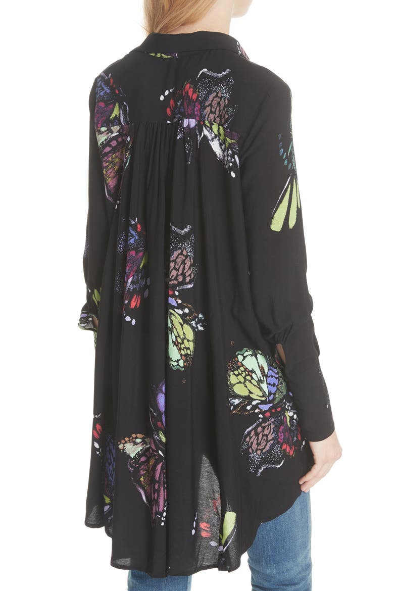 Field of Butterflies Tunic, Alternate, color, BLACK