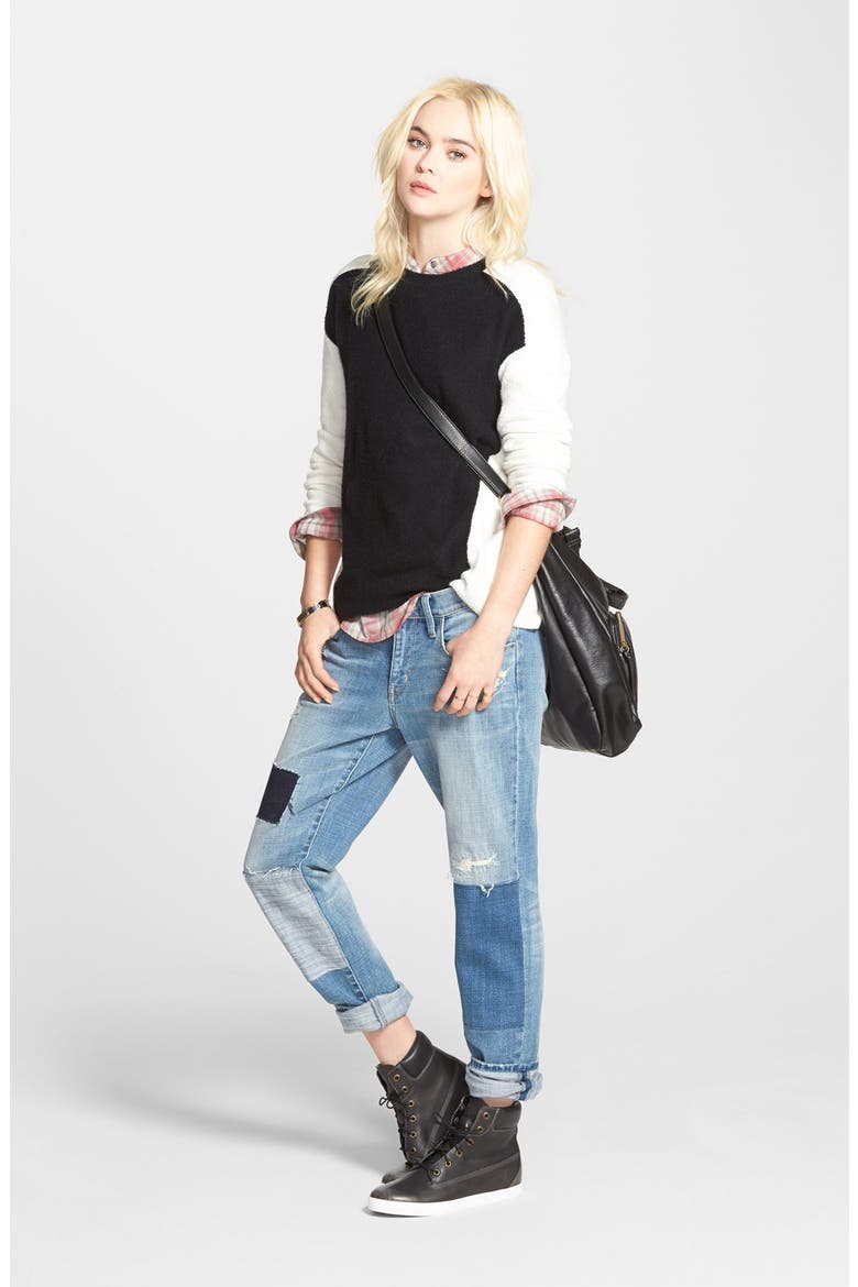 Treasure&Bond Boyfriend Jeans, Alternate, color, RUSTIC LIGHT PATCHED