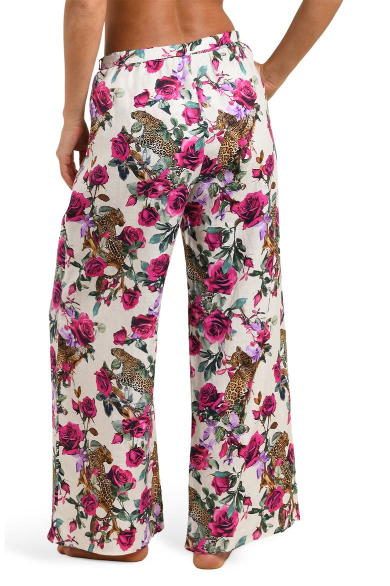 Geraldine Rose Leopard Linen Cover-Up Pants, Alternate, color, WHITE MULTI