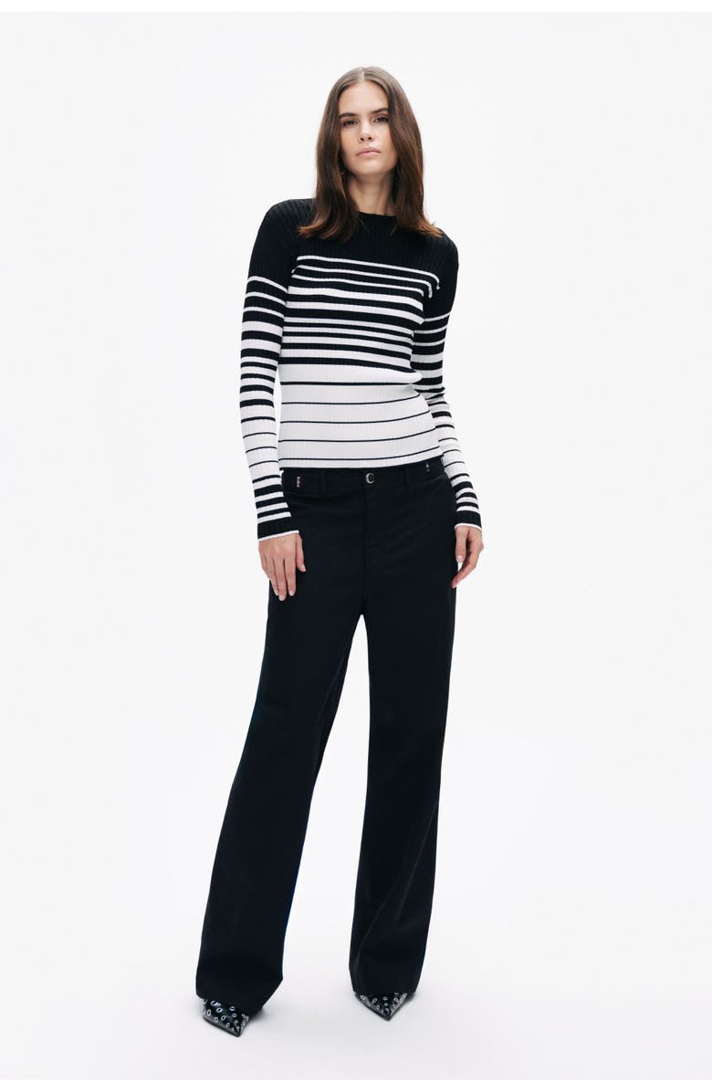 Nocturne Striped Crocheted Knitted Sweater, Alternate, color, 