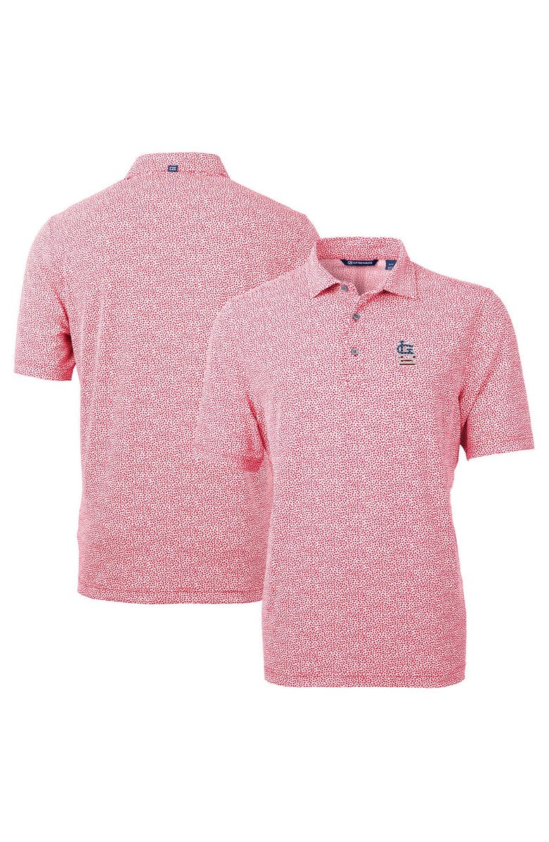 Cutter & Buck Men's Cutter & Buck Red St. Louis Cardinals Americana Logo Virtue Eco-Pique Botanical Recycled Polo, Main, color,